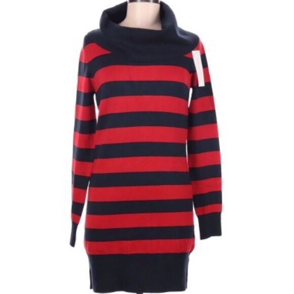 FRENCH CONNECTION | Striped Sweater Dress Red Blue - Picture 1 of 8